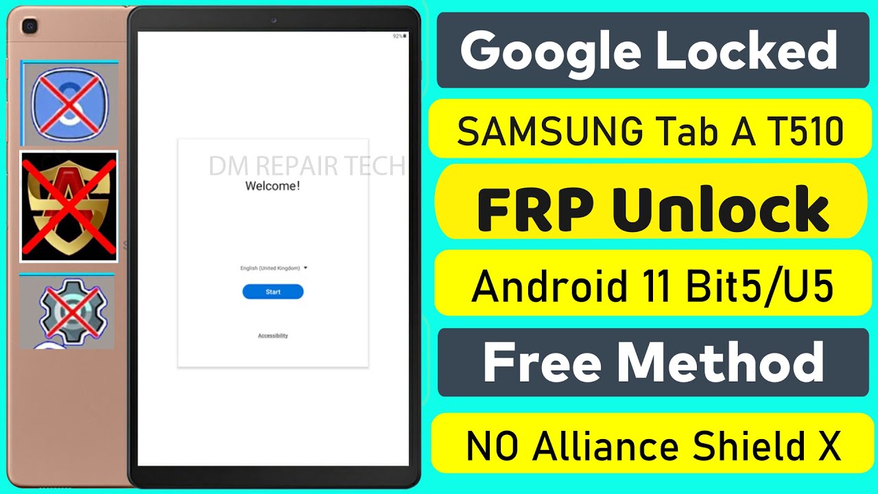 Samsung Tab A T510 FRP Bypass U5 Android 11 Google Account | Launching Browser Event Failed Fix