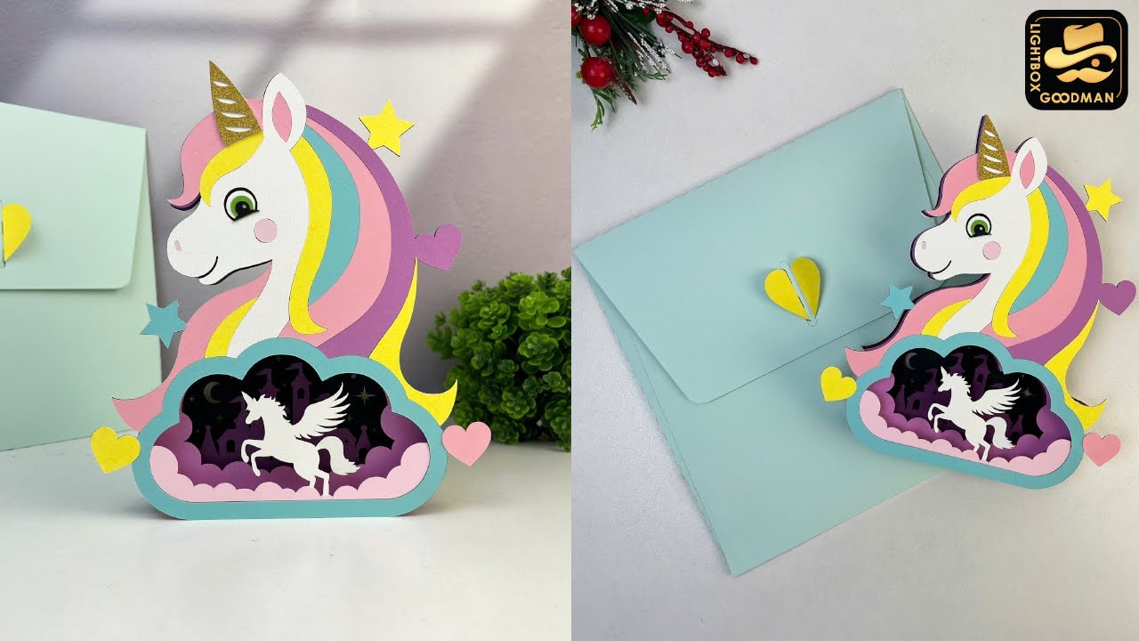 How To Make Paper Cut Pop up Card Unicorn