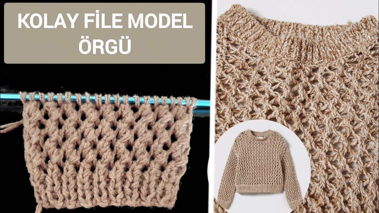 Zara File Model Örgü - Kazak Hırka Süveter Yapımı Modeli Anlatımı - Örgü fikirleri (Solak)