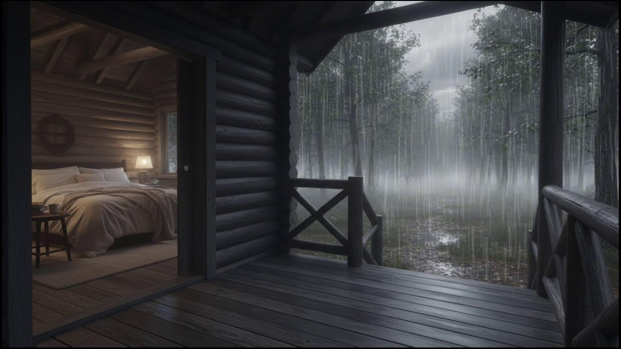 Peaceful Cabin Rainstorm at Night | Deep Sleep, Relaxation & Stress Relief Sounds