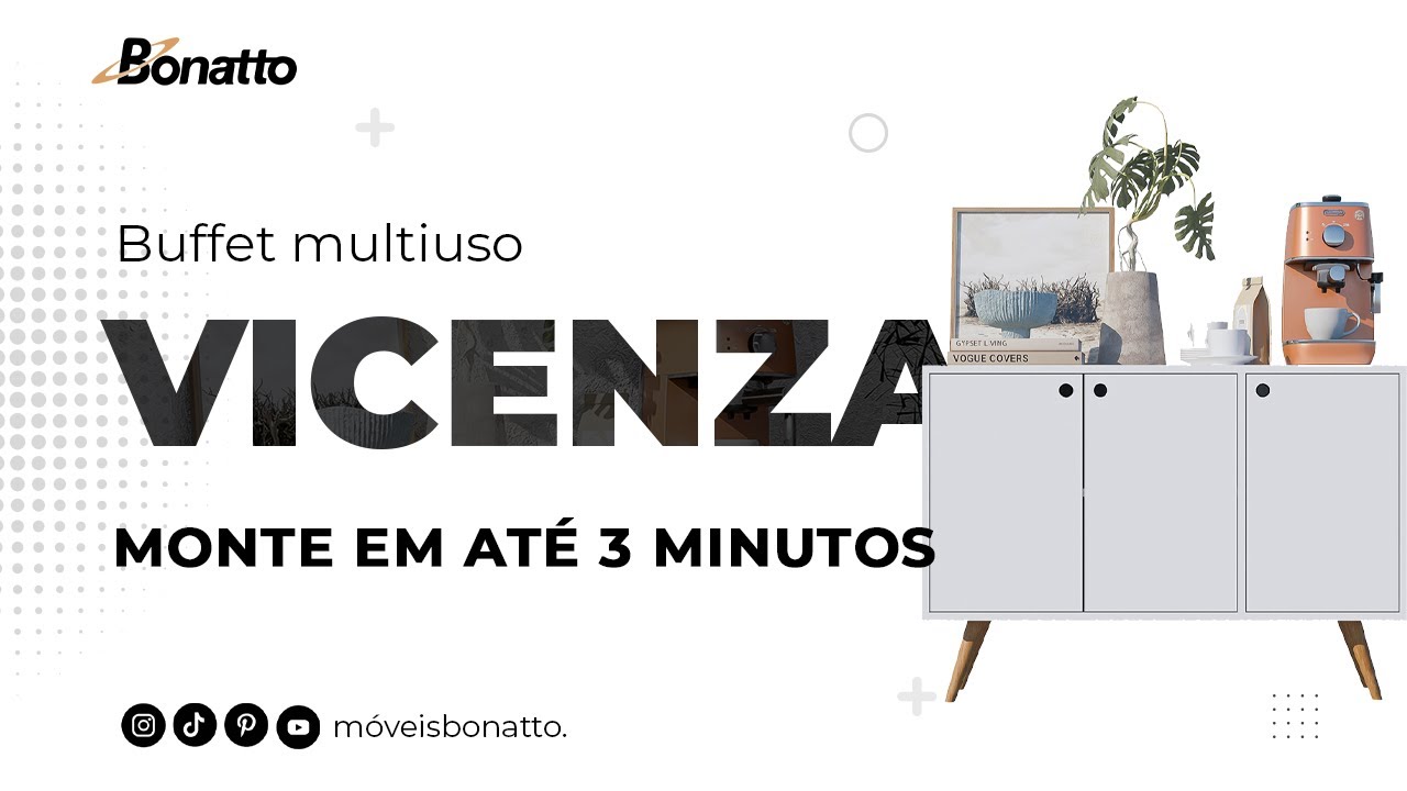 Montagem - Buffet e aparador multiuso Vicenza  | Bonatto m&oacute;veis