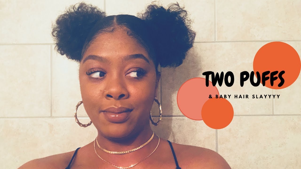 Summertime Fine: Two Afro Puff Balls on Natural Hair + Easy Baby Hair Slay | Type 4 Hair TWA Styles