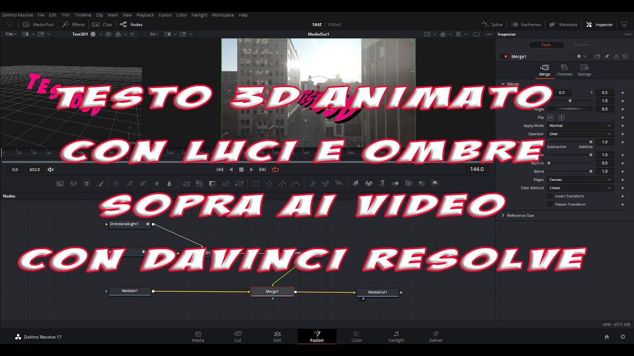 DaVinci Resolve: come aggiungere ai video testo 3D animato con luci e ombre