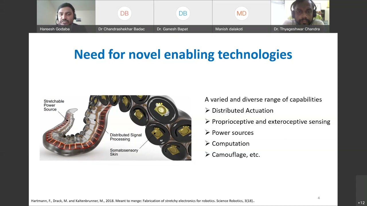 Soft Materials Technologies for bioinspired robot: Dr. Hareesh, Univ of Sussex, UK
