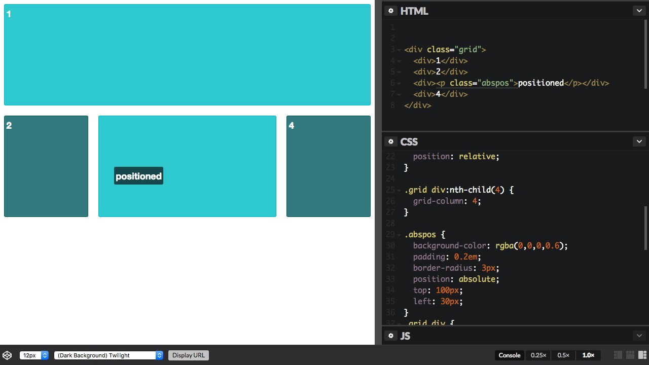 Absolute Positioning and grid layout