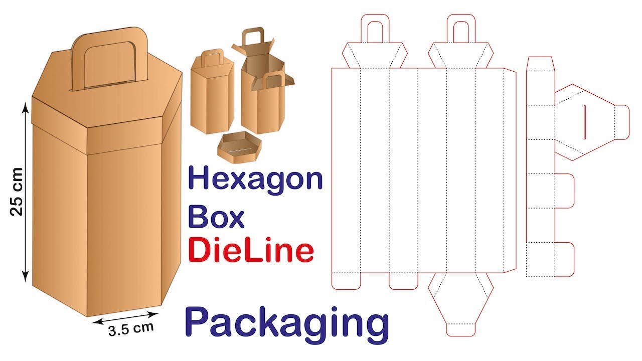 Hexagon Box - Packaging Dieline - Using Adobe Illustrator