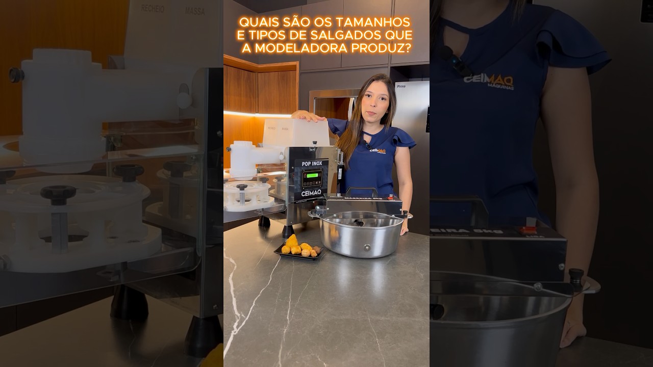 Quais s&atilde;o os tamanhos e tipos de salgados a modeladora produz? 🤔#maquinadesalgados #ceimaq
