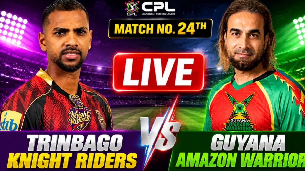 🔴IVE: TKR vs ABF | CPL 2026 Match 24 | Trinbago Knight Riders vs Antigua & Barbuda Falcons Live Com