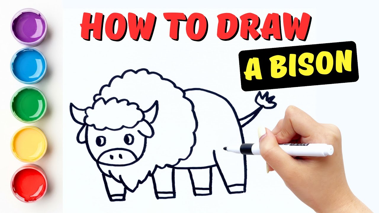 How to Draw a Buffalo/Bison Step by Step Easy | Easy Draw for Kids