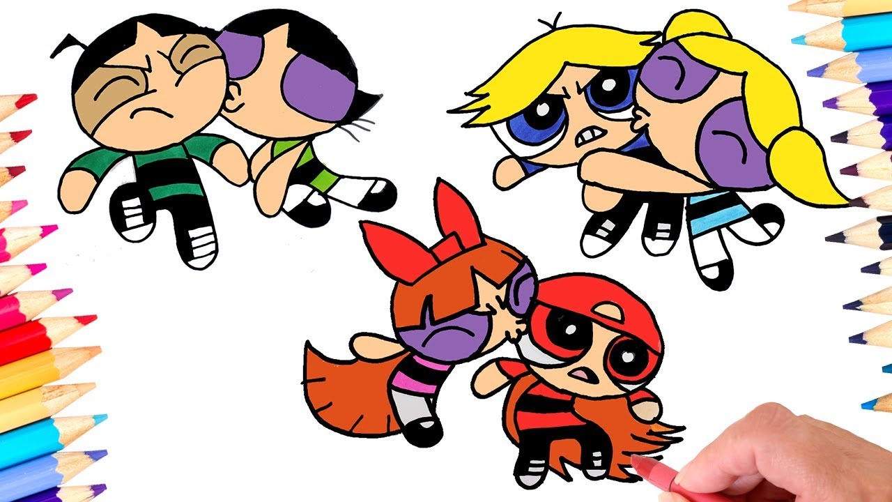 Powerpuff Girls Coloring Book Pages Rowdyruff Boys Brick Boomer Butch Blossom Bubbles surprise eggs