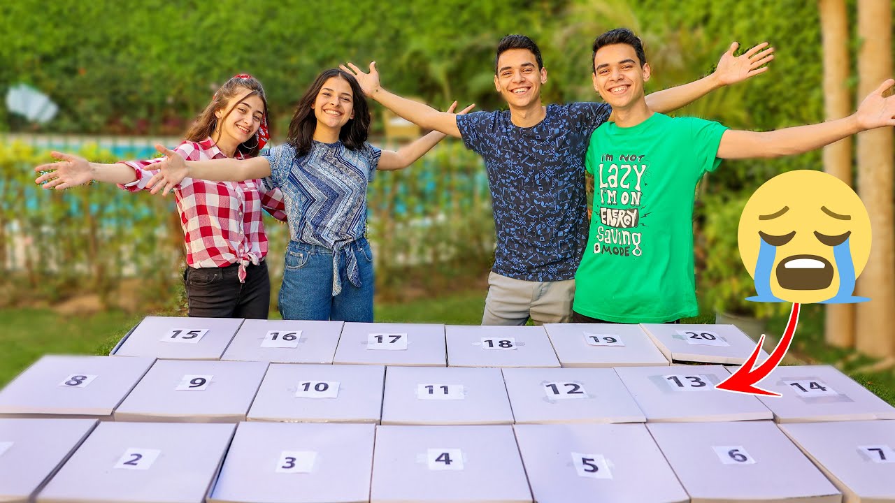 اقوي تحدي لكراتين الاكل بالحظ🔥📦 مش هتصدقوا الي طلعلنا 😭