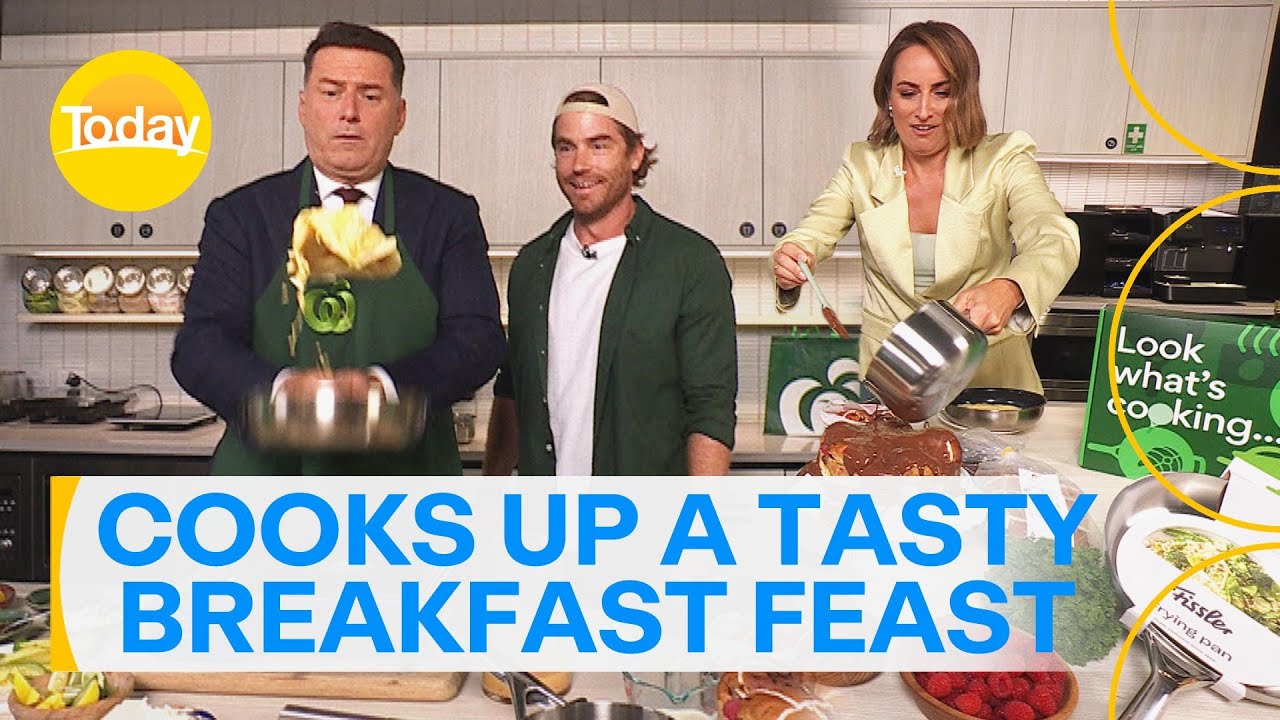 Hayden Quinn cooks up a tasty breakfast feast with Karl and Jayne | Today Show Australia