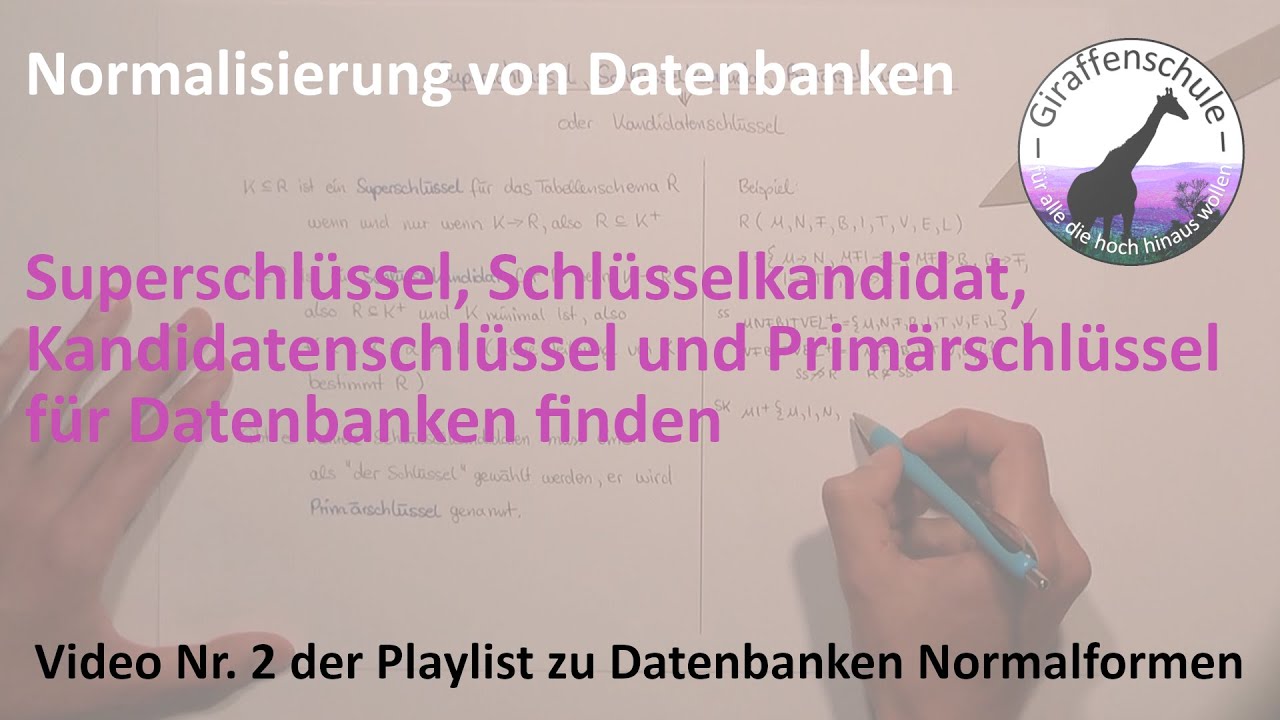 Superschlüssel, Schlüsselkandidat, Kandidatenschlüssel und Primärschlüssel für Datenbanken finden