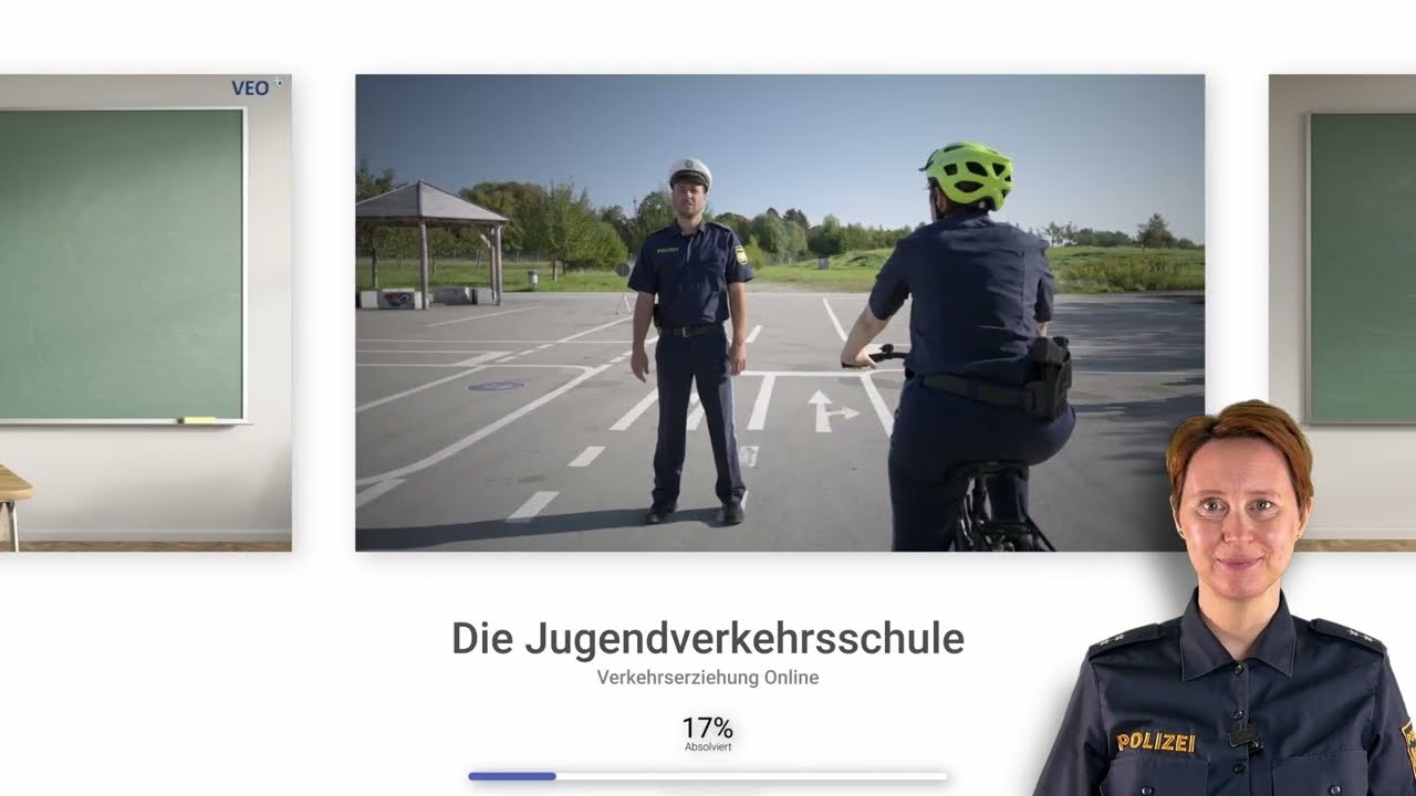 VEO 4 - Jugendverkehrsschule 2 - Linksabbiegen an einer Kreuzung - Bayern