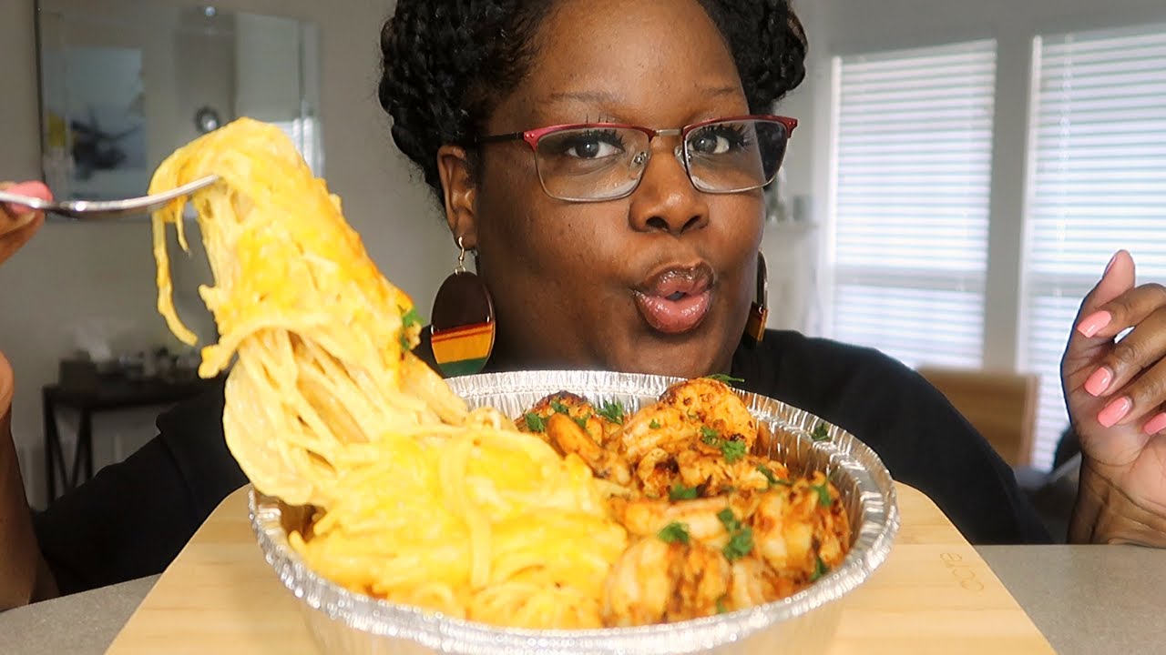 HOMEMADE SPAGHETTI MAC AND CHEESE TANDOORI SHRIMP 먹방 MUKBANG + RECIPE