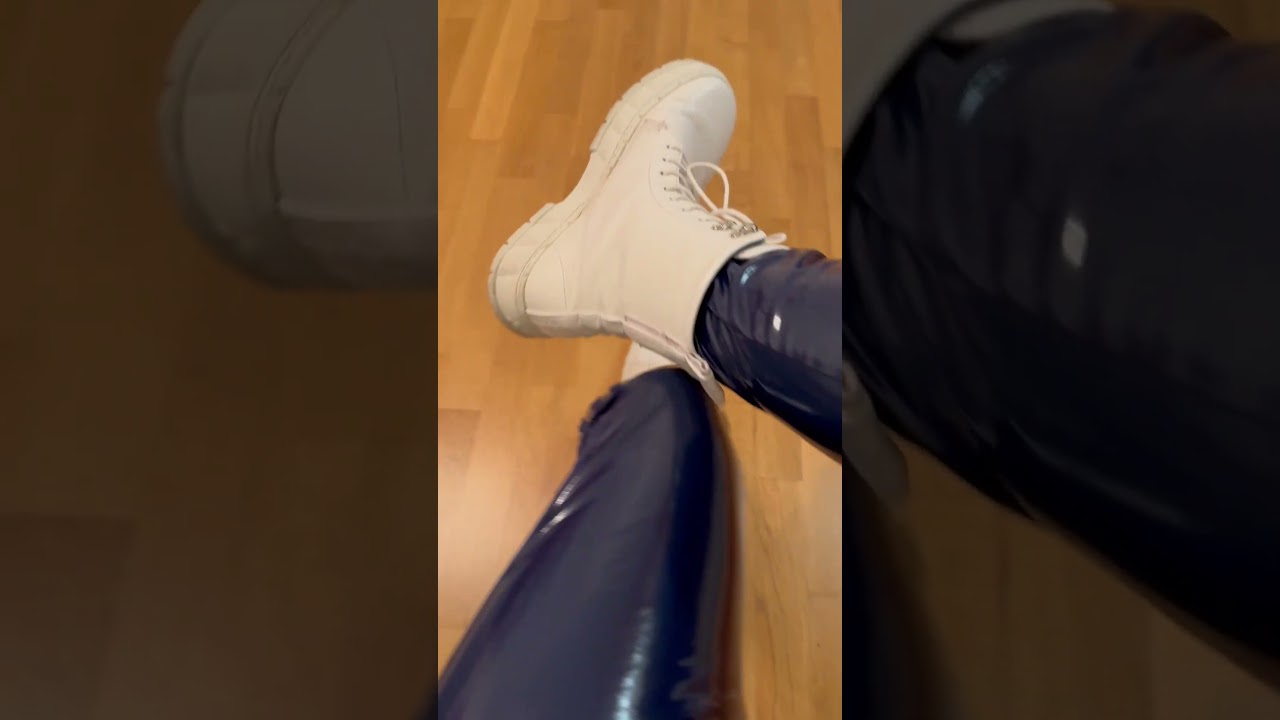 Viron leather boots white with blue Adidas Latex Pant