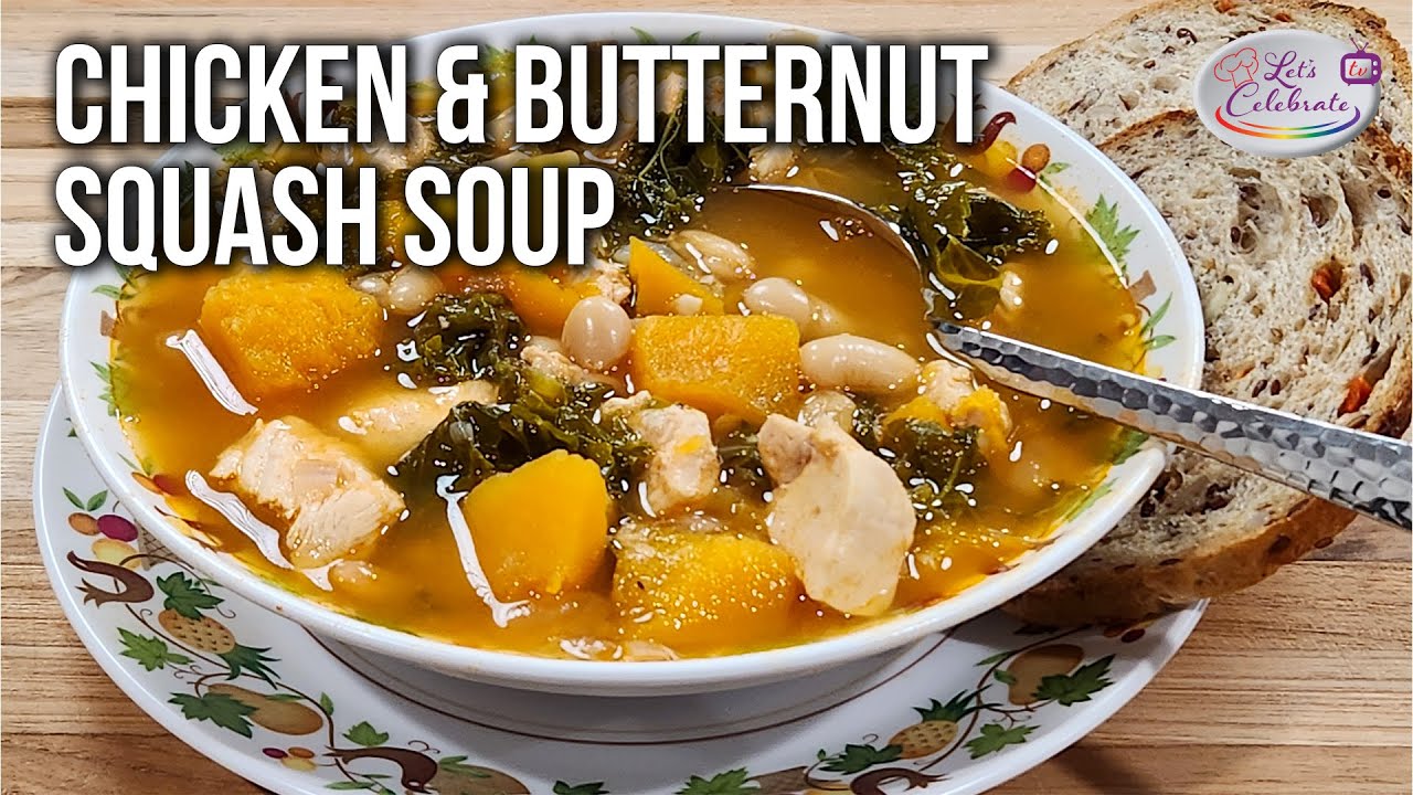 Hearty And Delicious Chicken And Butternut Squash Soup with Kale