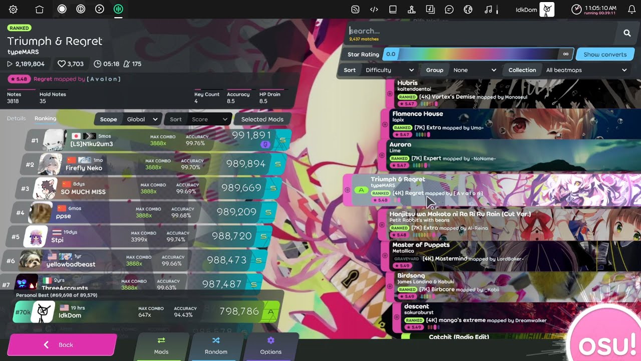 IdkDom discovers osu!lazer | Triumph & Regret 96.20%