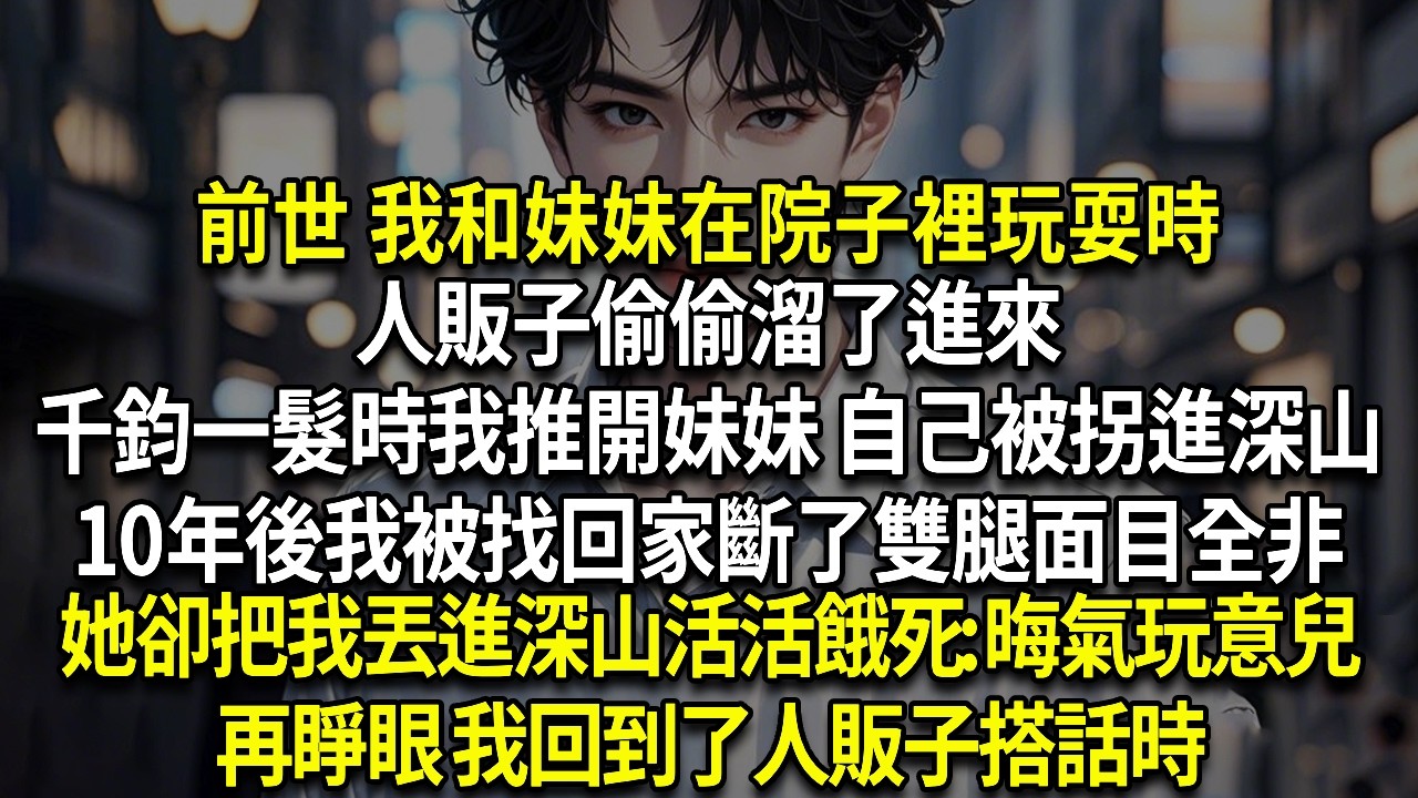 前世 我和妹妹在院子裡玩耍時人販子偷偷溜了進來 千鈞一髮時我推開妹妹 自己被拐進深山10年後我被找回家斷了雙腿面目全非而妹妹穿金戴銀 她卻把我丟進深山活活餓死:晦氣玩意兒！再睜眼 我回到了人販子搭話時