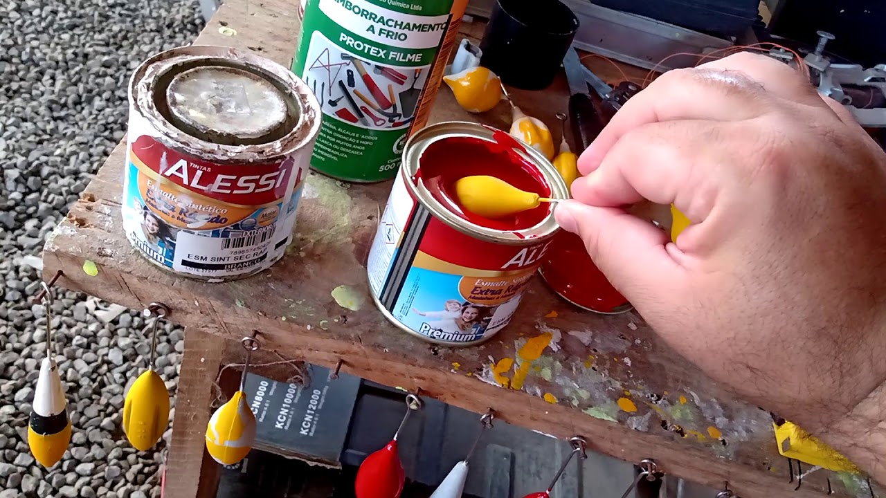 Chumbadas de pesca pintadas e emborrachadas - DIY - Faça você mesmo 😉