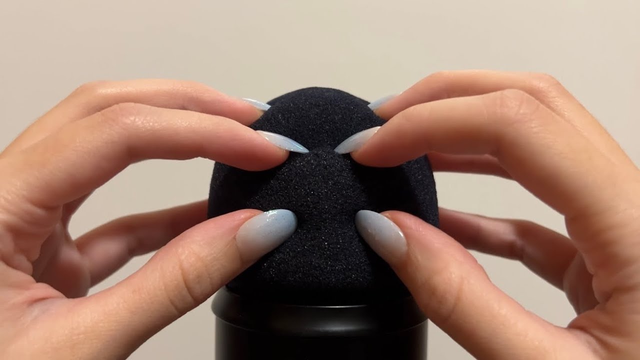 ASMR Deep and Intense Foam Mic Cover Scratching with Nails  