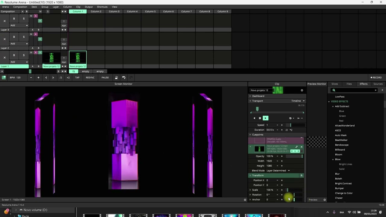 3D-сценарий в Resolume