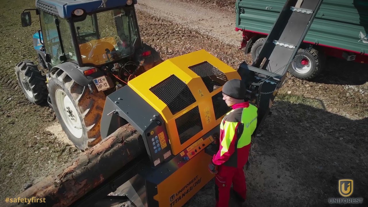 Le combiné scieur/fendeur TITAN 43/20J standard & La pince de débarage SCORPION 1800 d'UNIFOREST