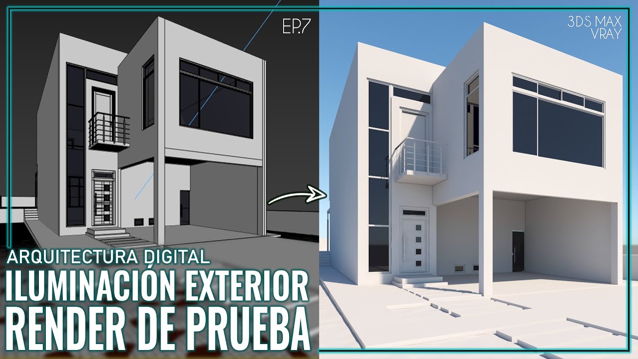 🟥💡 Como ILUMINAR un  EXTERIOR con VraySun | RENDER de PRUEBA | 3D Max para arquitectura | EP.7 💡🟥