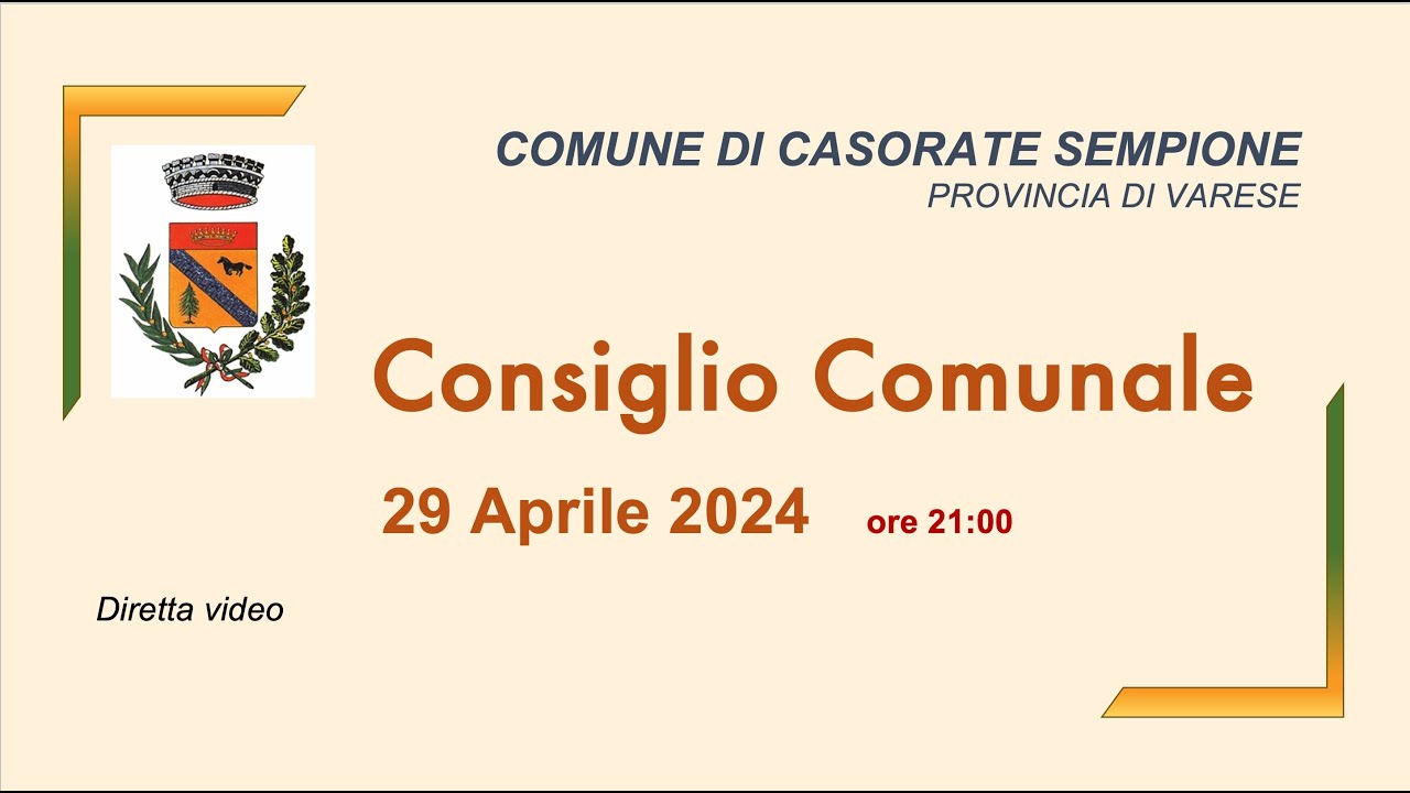 Consiglio Comunale del 29/04/2024