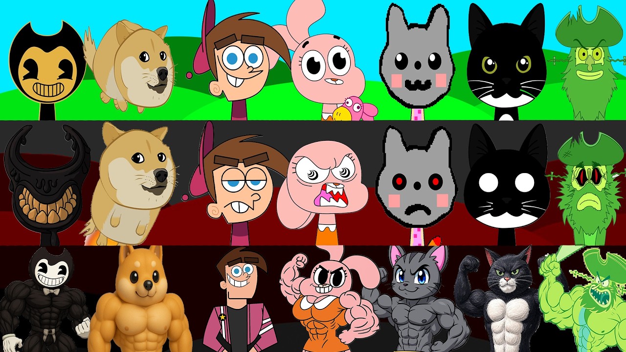 Incredibox Sprunki OC Phase 1 to Phase 3 Timmy Turner, Nyan Cat, Playstation, Mrs. Puff