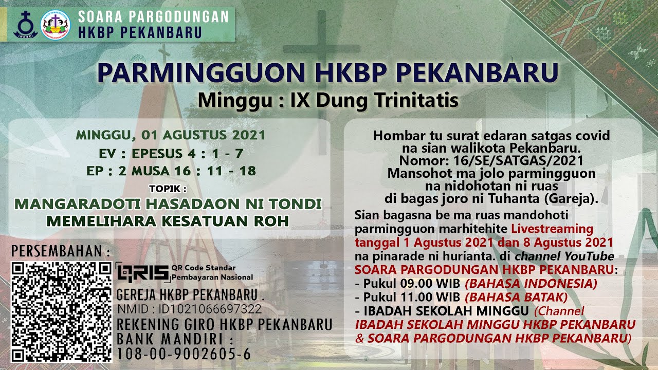 PARMINGGUON ARIAN LIVE STREAMING | MINGGU IX DUNG TRINITATIS | 1 AGUSTUS 2021 | PUKUL : 11.00 WIB