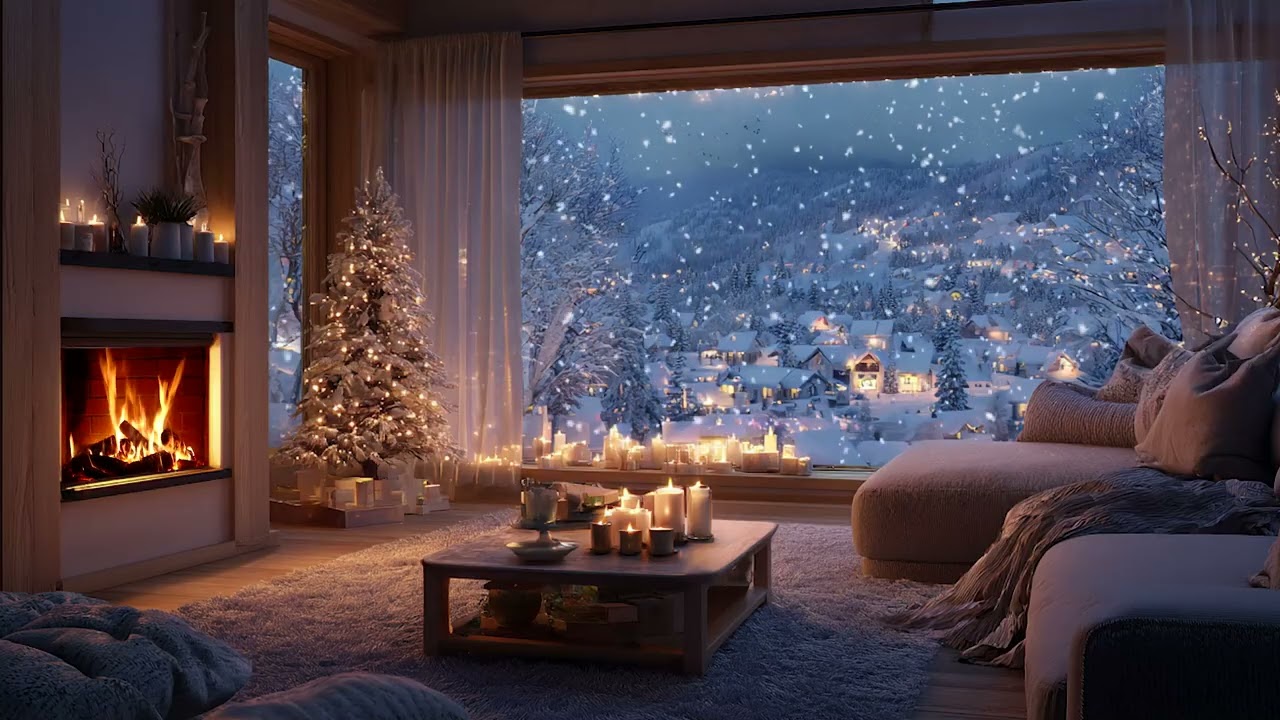 Peaceful Winter Snow Escape | Fireplace Comfort for Deep Relaxation