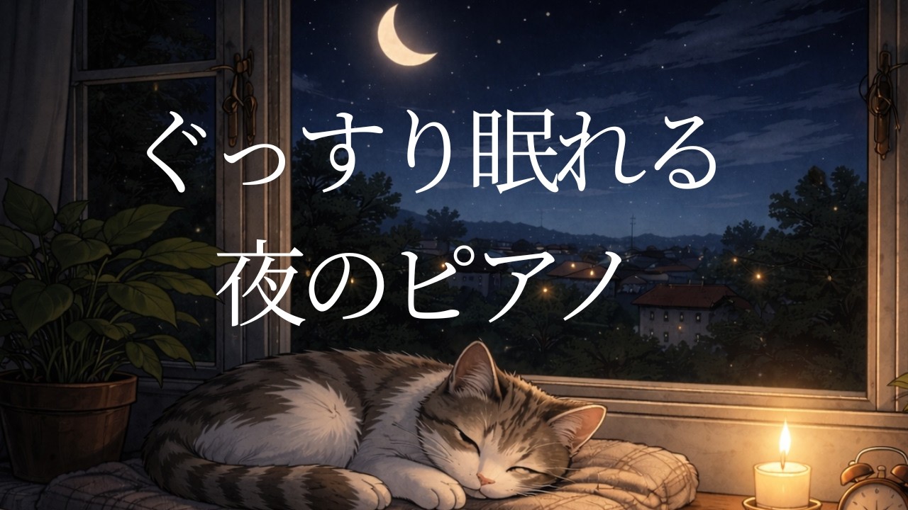 15分でぐっすり眠れる夜のピアノBGM｜猫と過ごす、そっと眠る