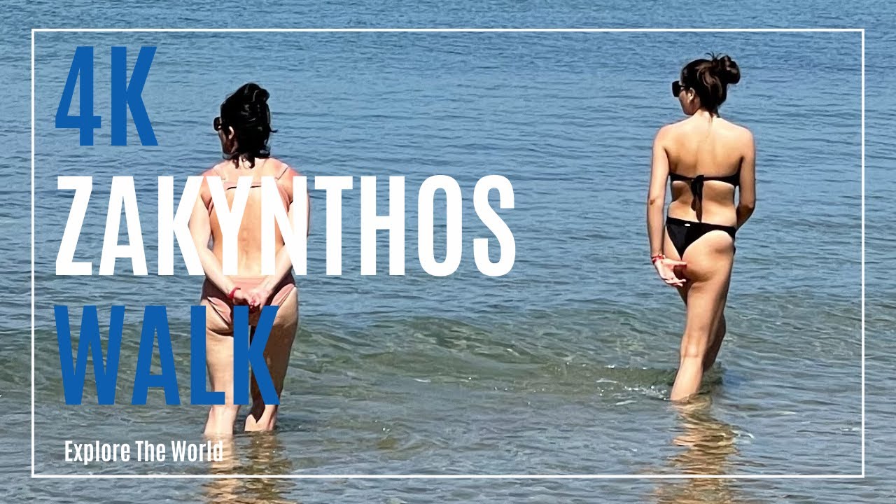【4K】 Greece Zakynthos Walk - Paralia Gerakas Beach with Sea Waves Spunds