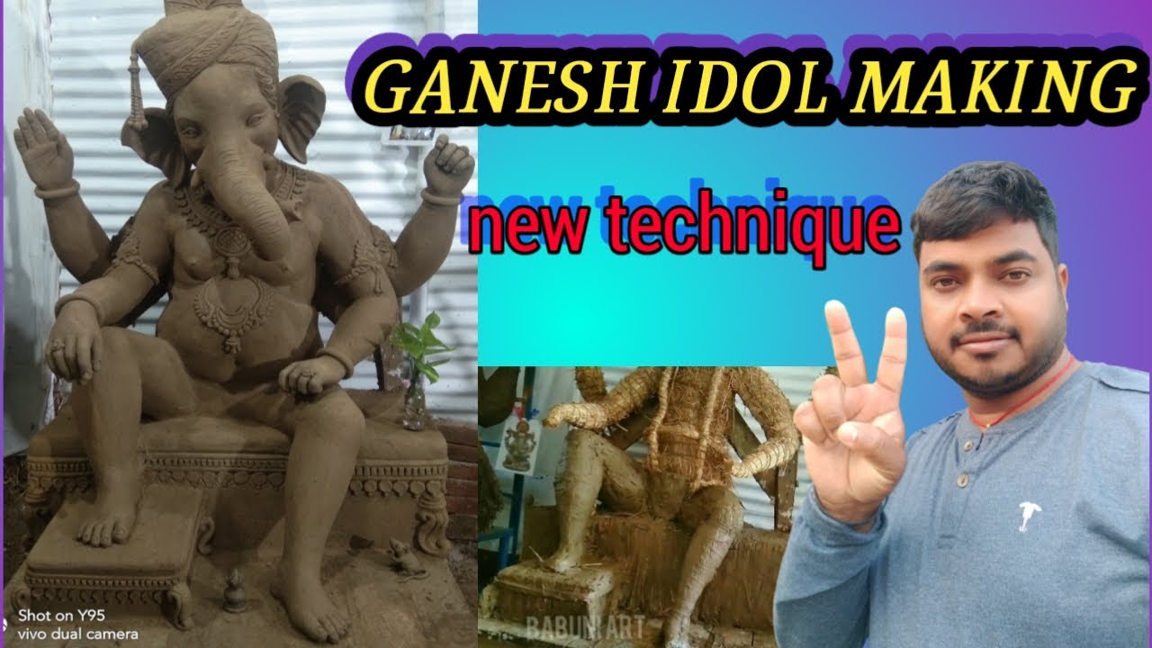 how to make Ganesh Idol step by step full video / Ganesha murti making 2023 new technic #babuniart