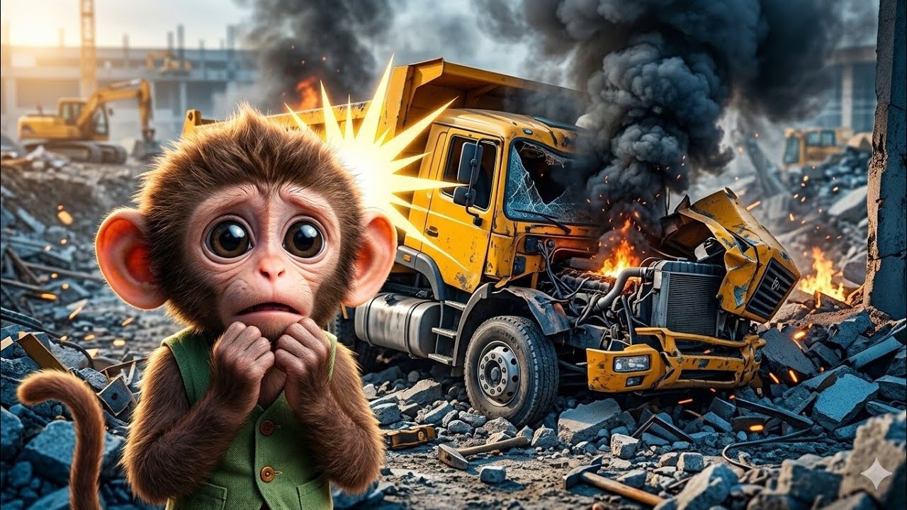 “The Truck Was Totally Wrecked… Then Baby Nimo Monkey Saved the Day Like THIS! 😱🚚💪” #ai #story 