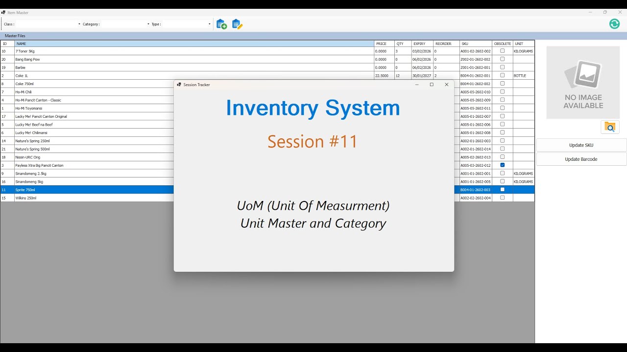 INVs11 - Inventory System - Session #11 - UoM (Unit of Measure) - Part 1