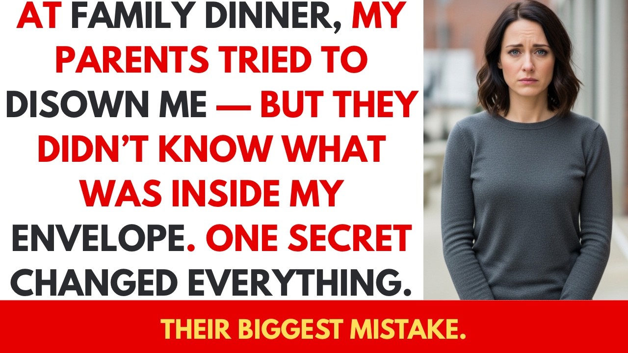 My Parents Tried to Disown Me at Family Dinner — My Envelope Made Them Regret It.