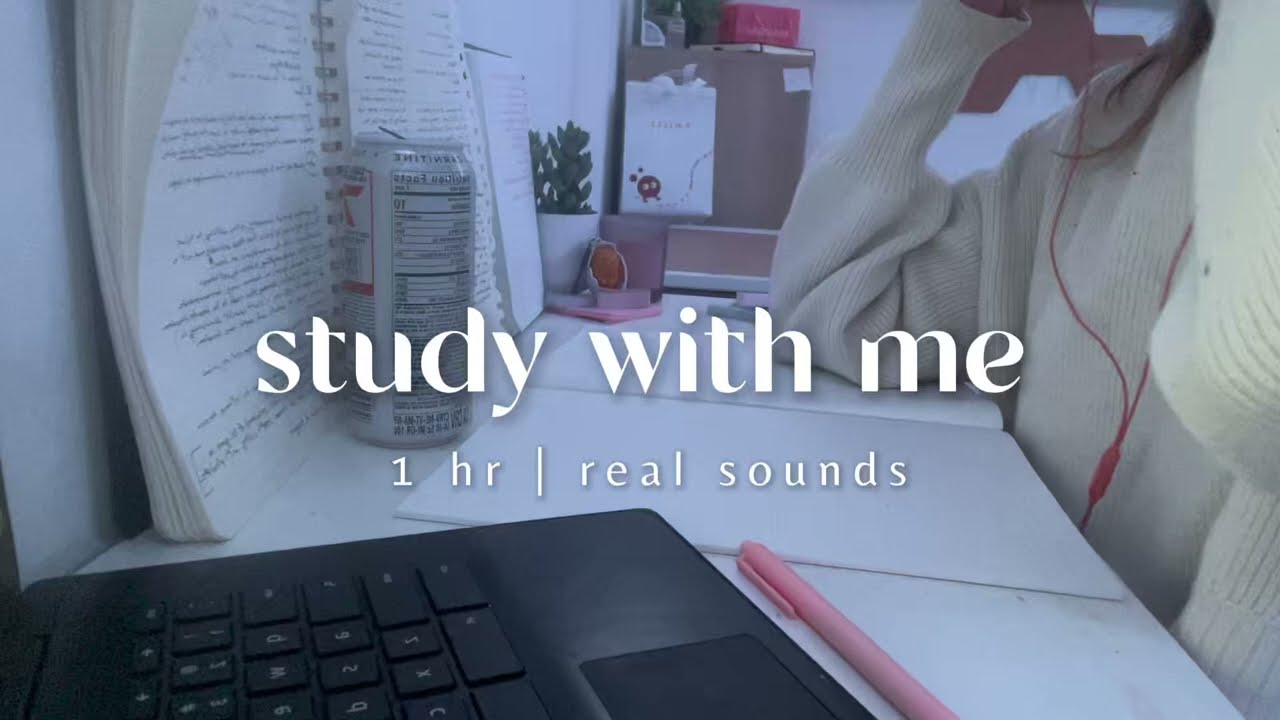 1 hr study with me | no music, background noise, no break, real time |