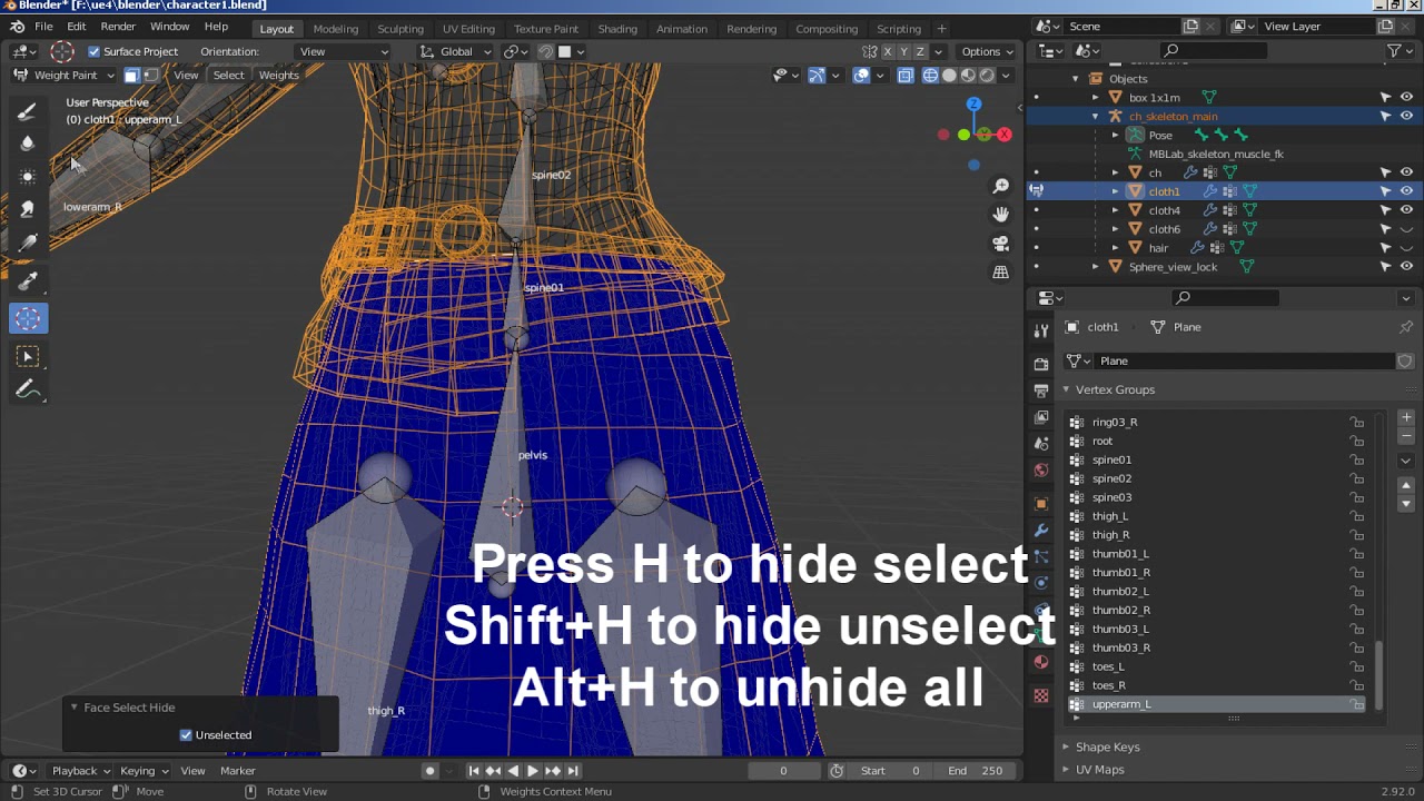Blender 2.8-2.9 How to hide mesh on weight paint mode