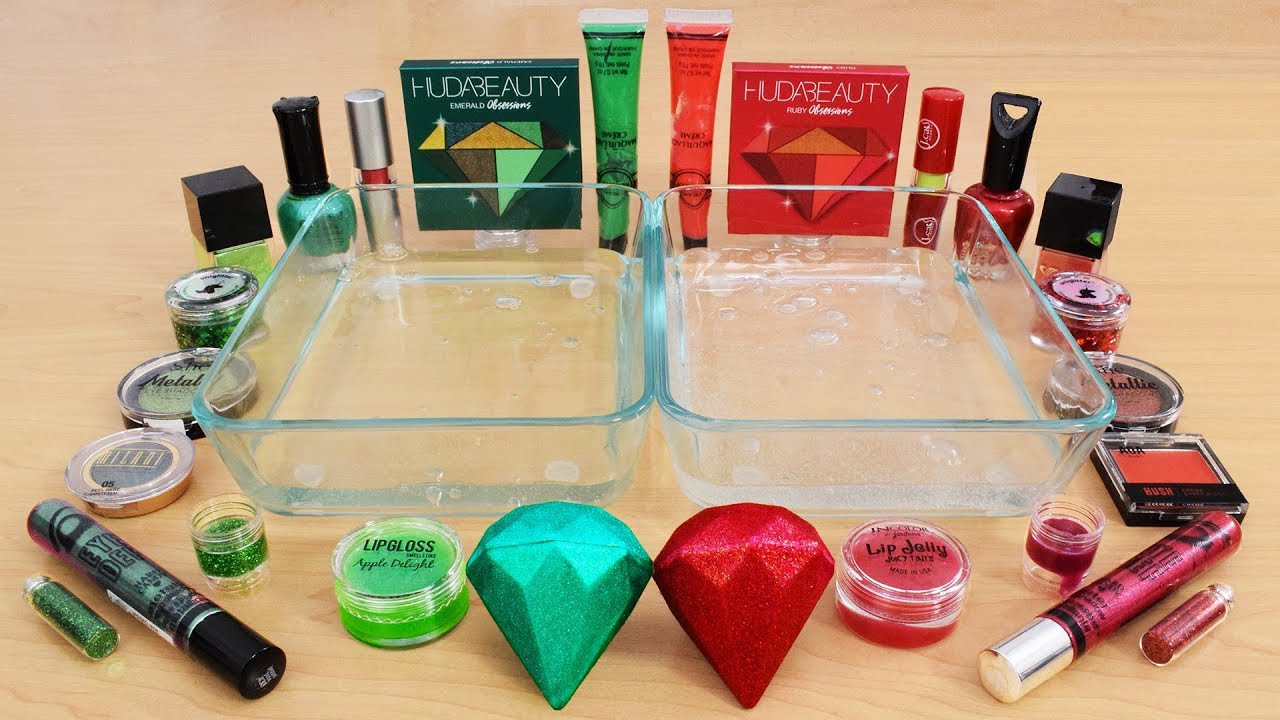 Emerald vs Ruby - Mixing Makeup Eyeshadow Into Slime! Special Series 97 Satisfying Slime Video