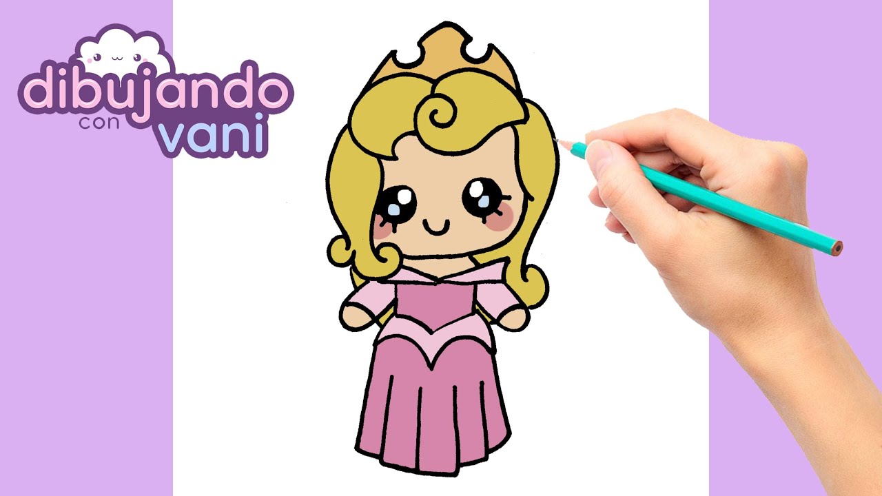 COMO DIBUJAR A LA PRINCESA AURORA KAWAII - DIBUJO DE LA BELLA DURMIENTE - DIBUJOS DE PRINCESAS