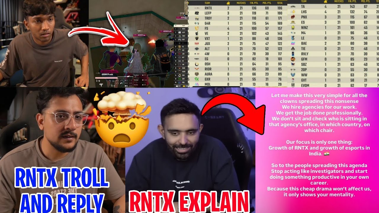RNTX Troll VE And Reply 🤯 RNTX Owner Explain ✅ Coach Brutal on Drop clash 😱, BGIS THE GRIND ✅