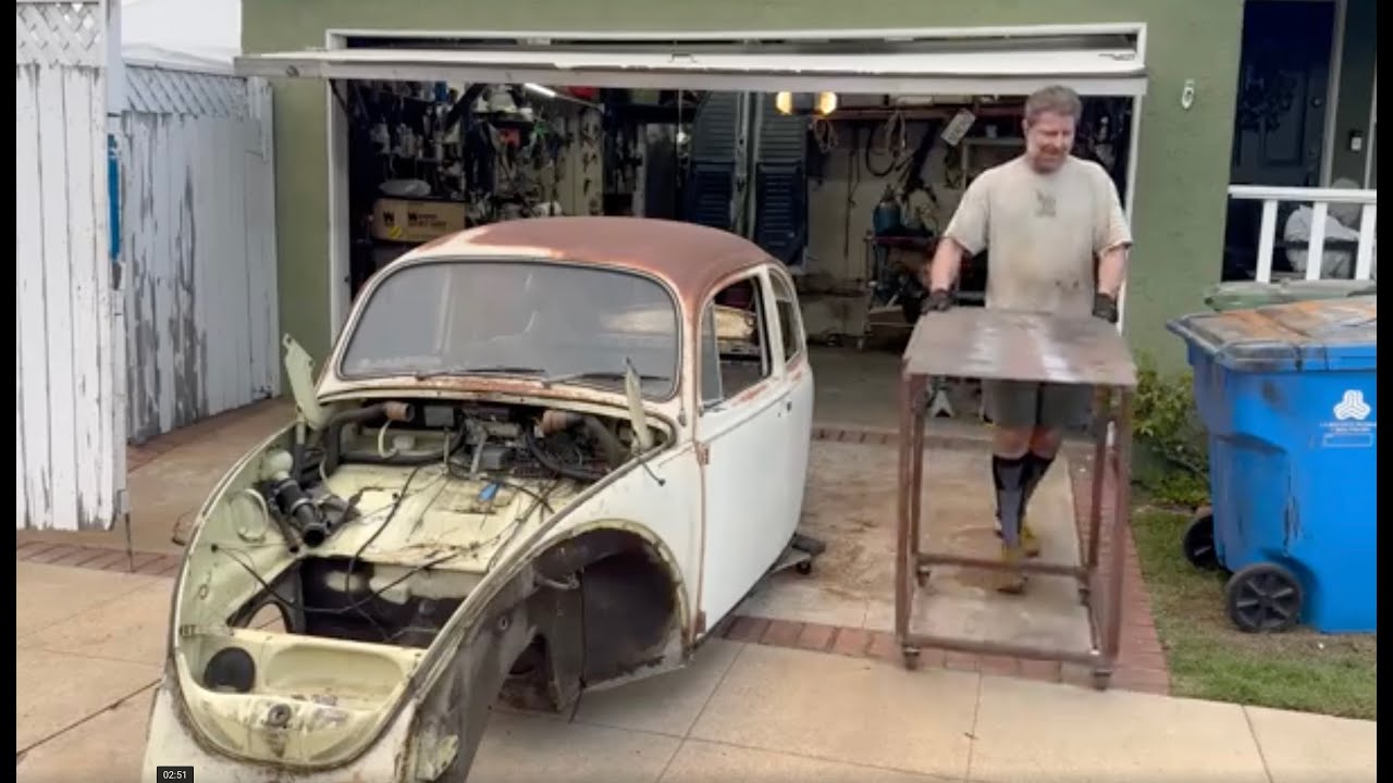 Ep12 Subaru Beetle swap  Electrolysis seat success  Rear disc brakes  Sanding and priming the interi