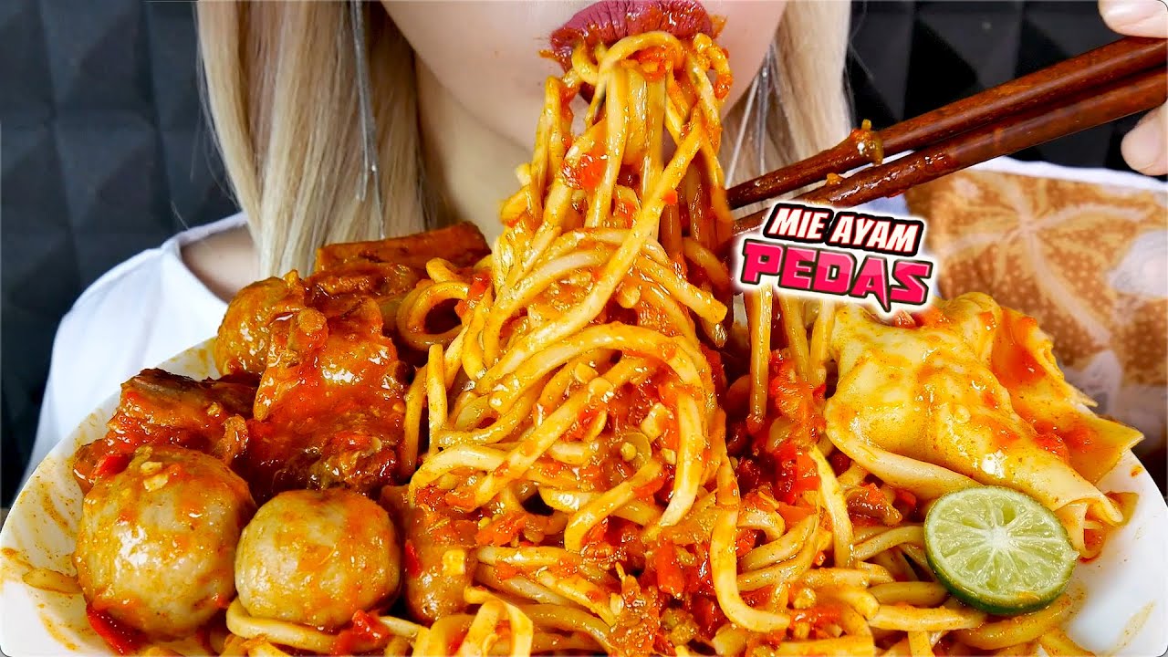 ASMR 💥🍜MIE AYAM PEDAS SAUS JEBEW COLLAB WITH @inak-asmr❤️ SPICY CHICKEN NOODLE WITH LAVA SAUCE🔥