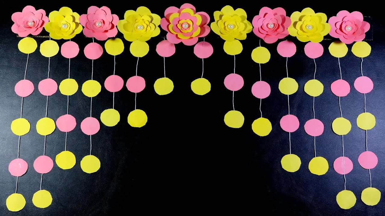 Paper Flowers Door Hanging | DIY Door Toran Using Paper - Paper Craft Ideas