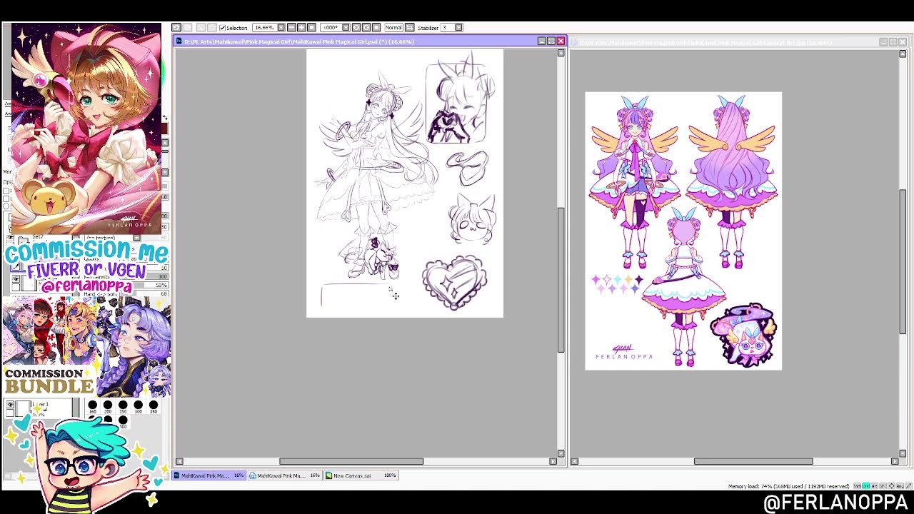 just drawing a magical girl, feel free to chat