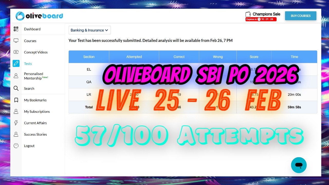 SBI PO Live Mock 25 - 26 Feb | Oliveboard Prelims Mock Test SBI PO