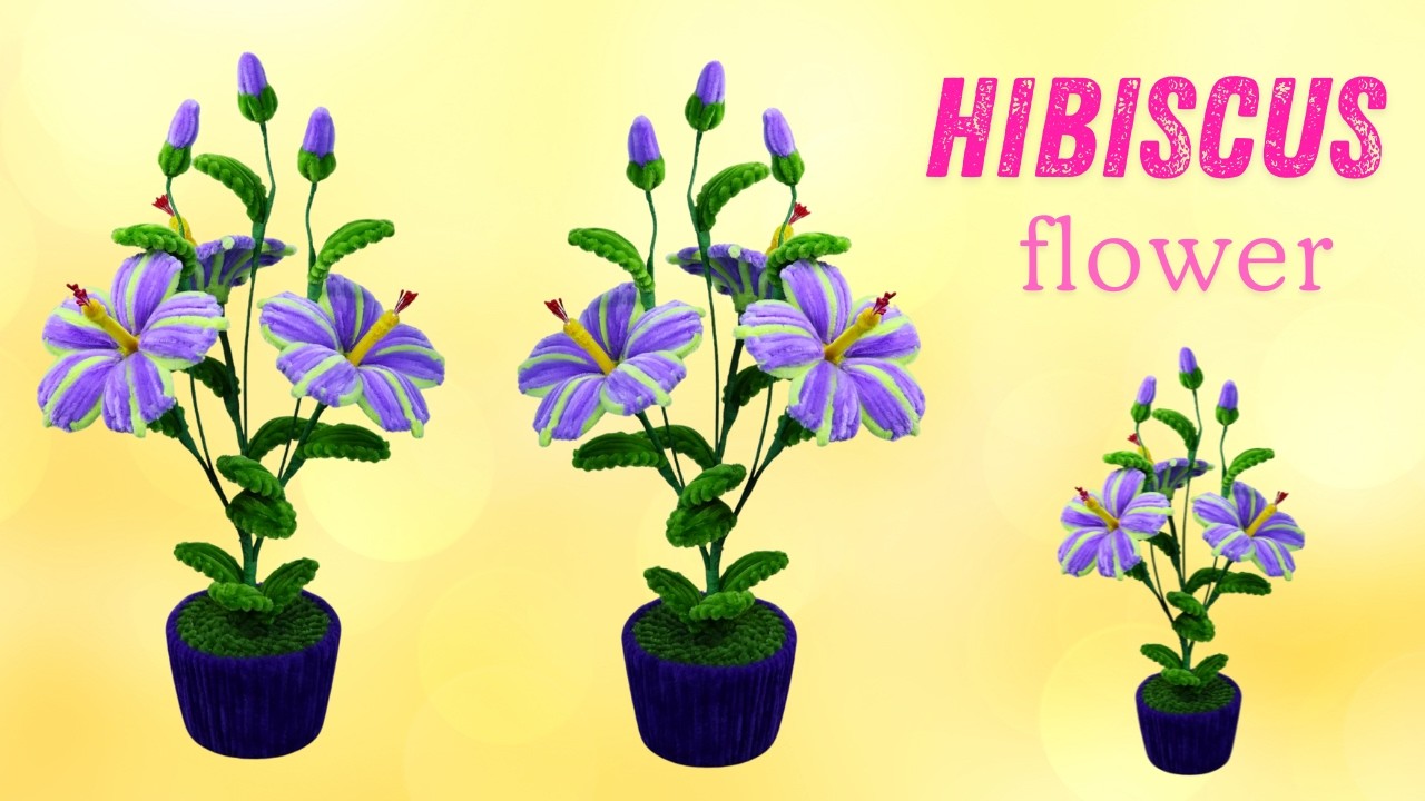 🌺 Purple Hibiscus Flower from Pipe Cleaners | Easy DIY Handmade Flower Tutorial