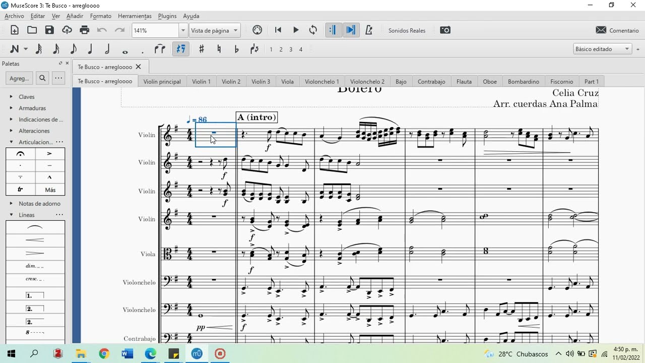 Te busco (Bolero) | Celia cruz - Arreglo para cuerdas (strings)